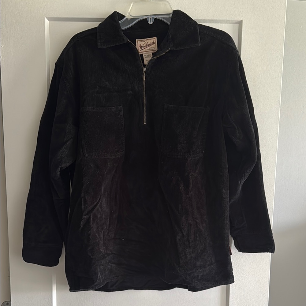 Woolrich Black Quarter Zip Corduroy Pullover